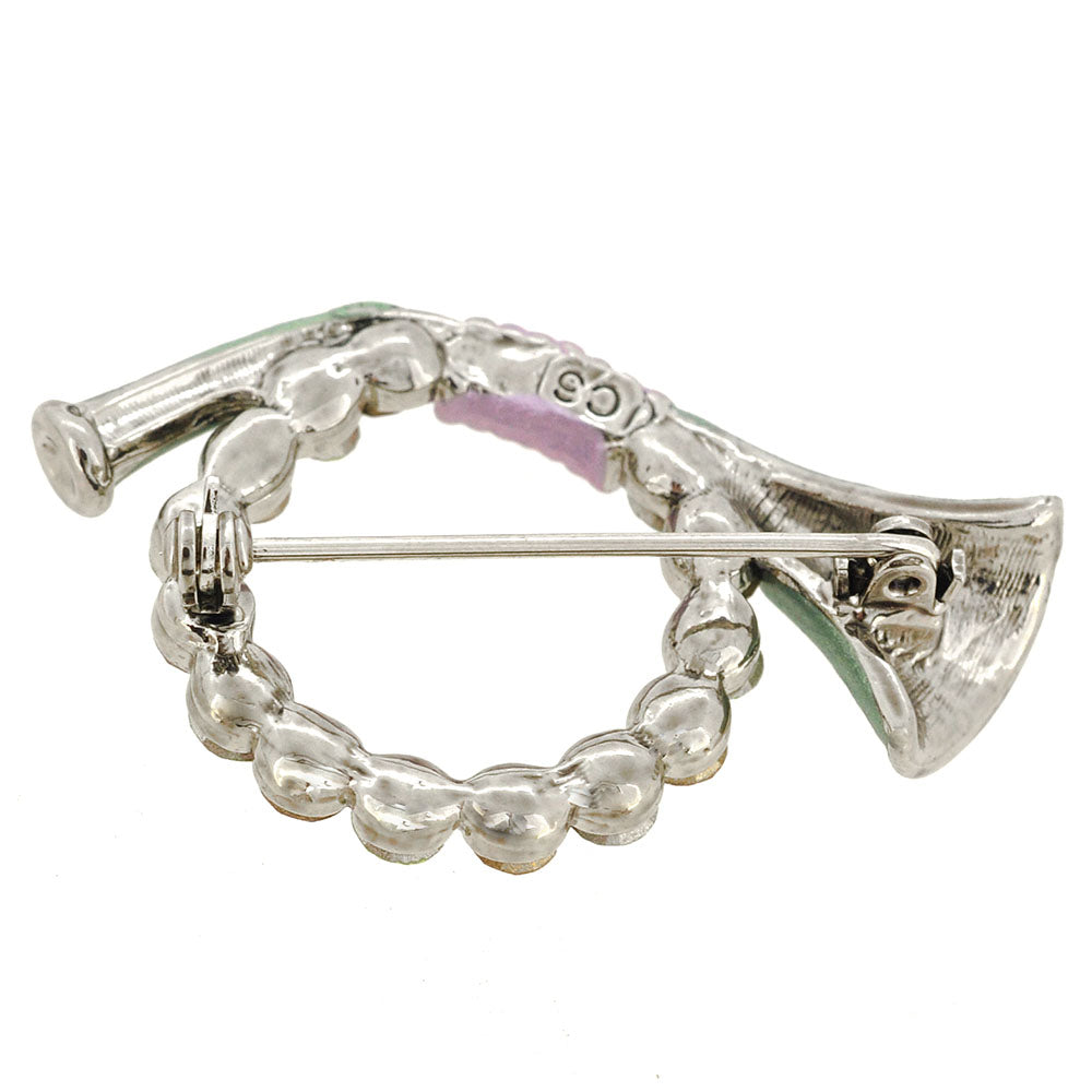 Green Post Horn Swarovski Crystal Pin Brooch