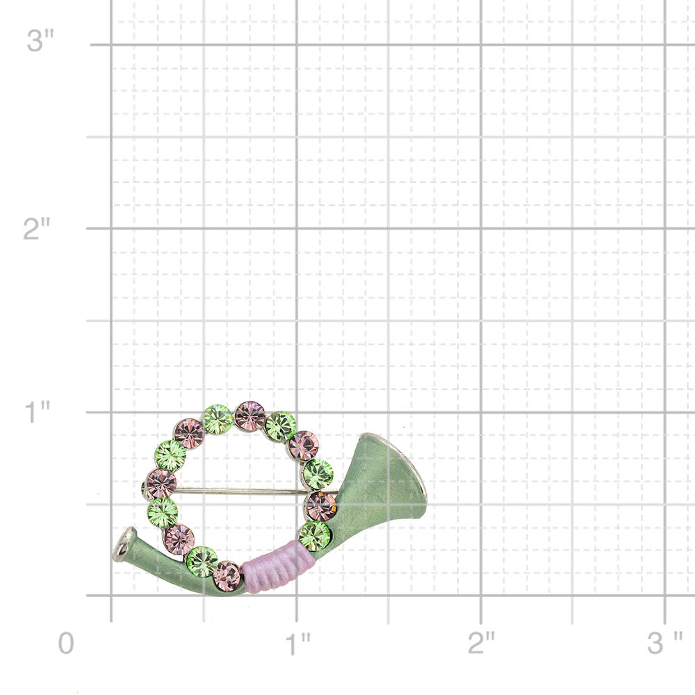 Green Post Horn Swarovski Crystal Pin Brooch