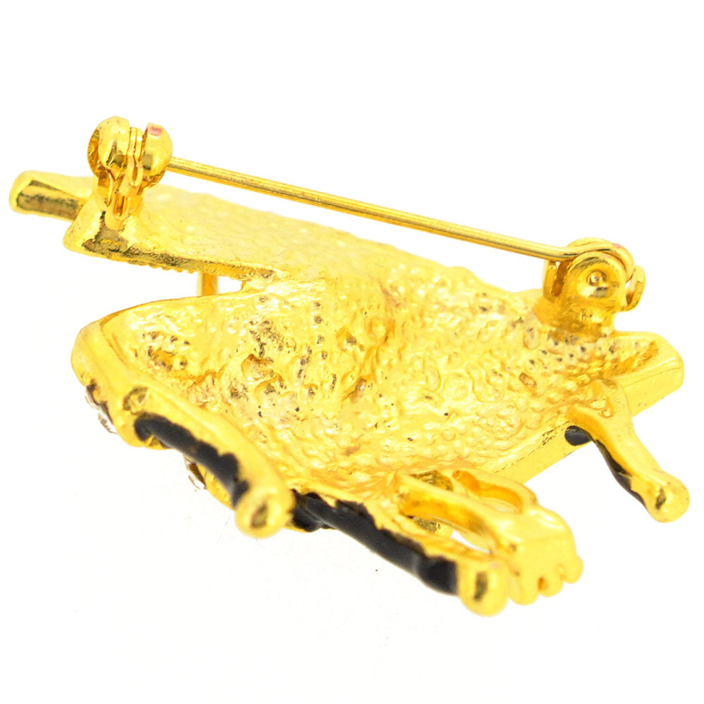 Golden Crystal Piano Pin Brooch