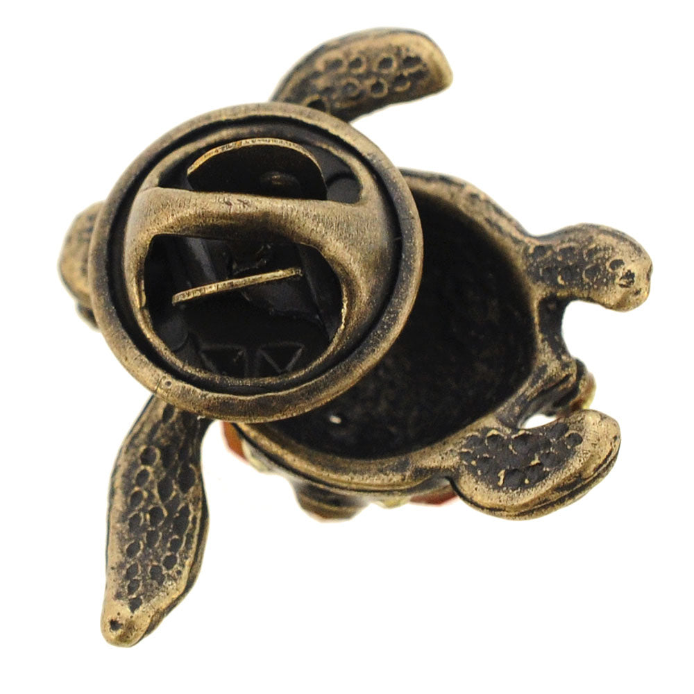 Multicolor Sea Turtle Swarovski Crystal Lapel Pin