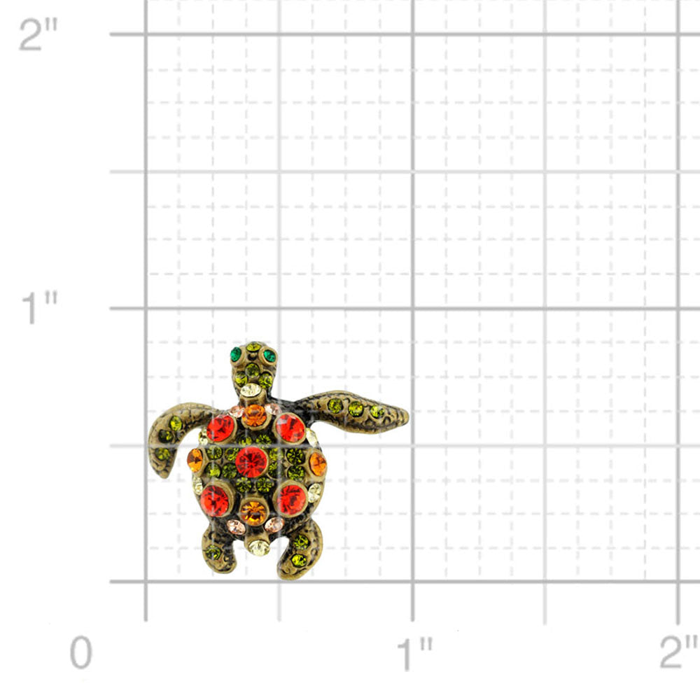Multicolor Sea Turtle Swarovski Crystal Lapel Pin