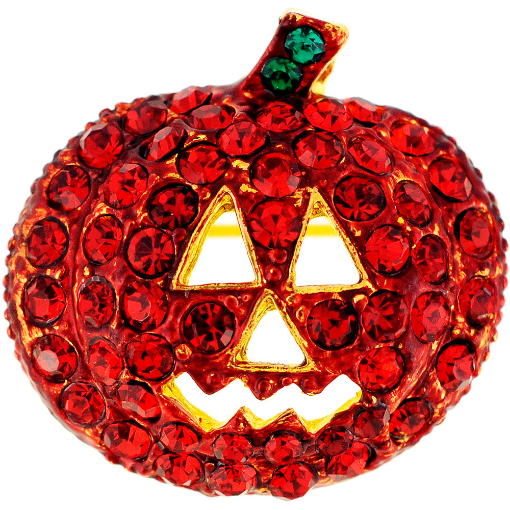 Siam Pumpkin Halloween Crystal Pin Brooch