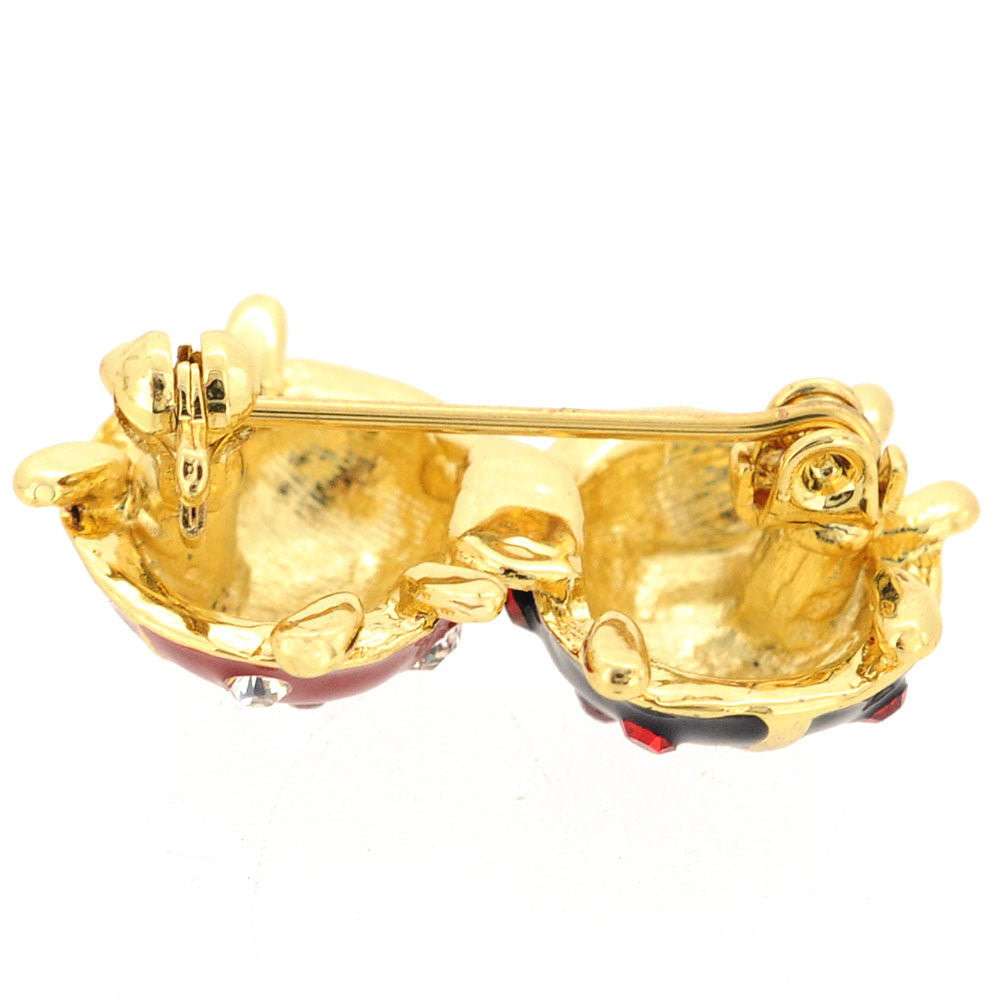 Crystal Ladybug Couple Pin Brooch