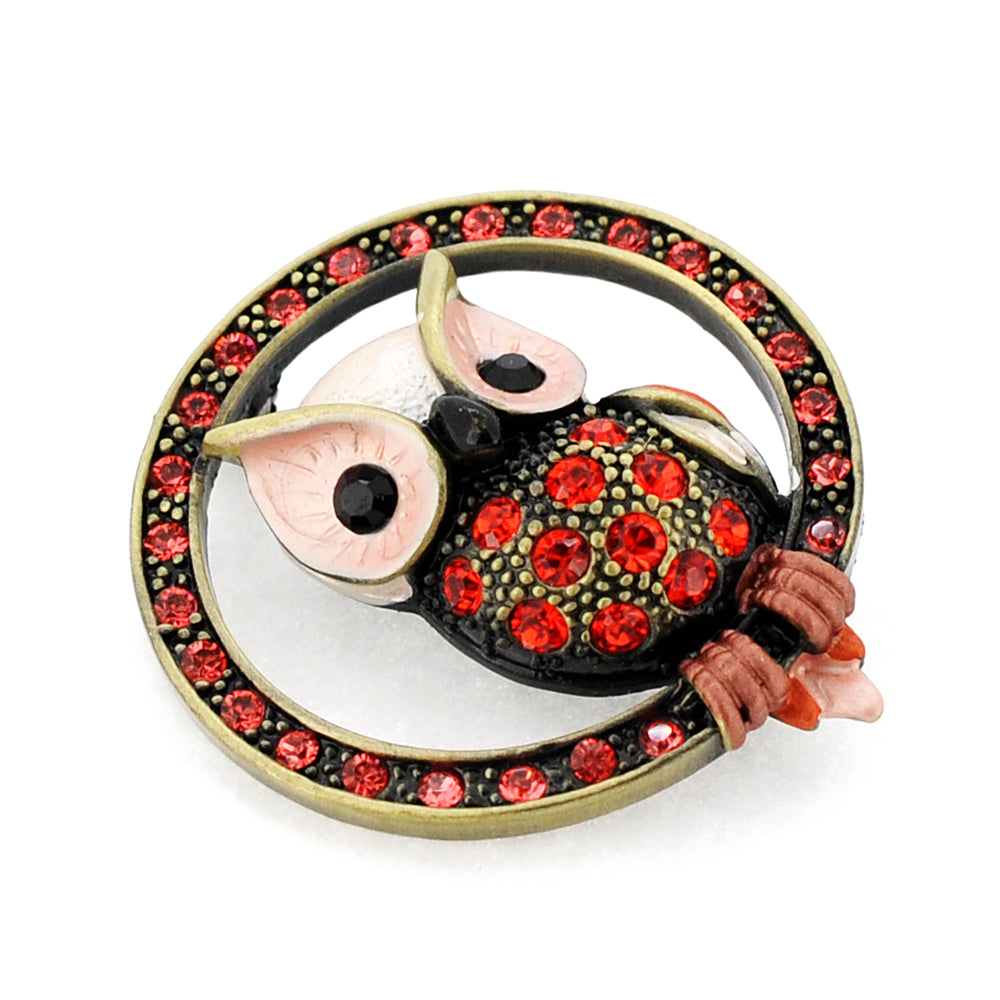 Red Owl Swarovski Crystal Pin Brooch