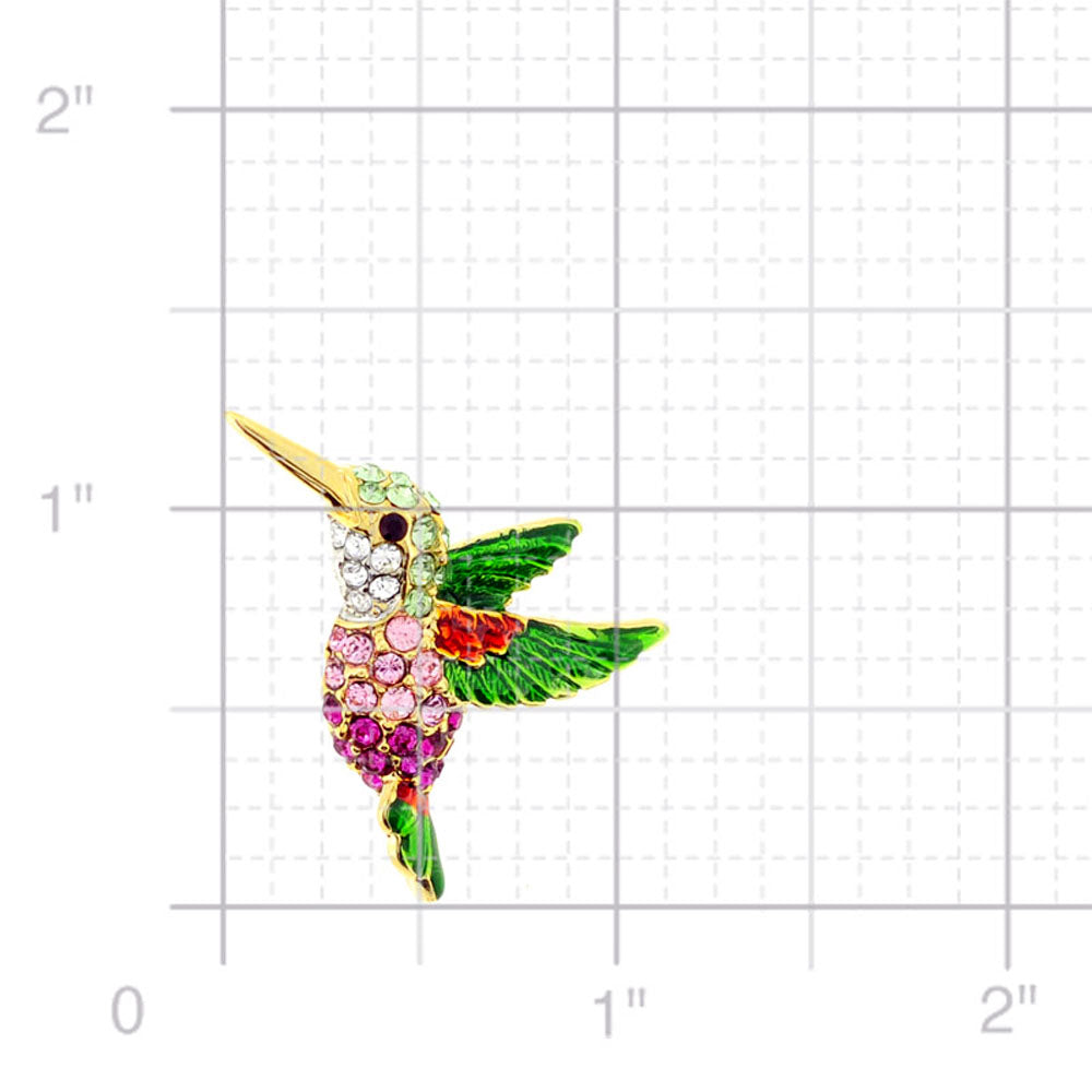 Multicolor Hummingbird Crystal Lapel Pin