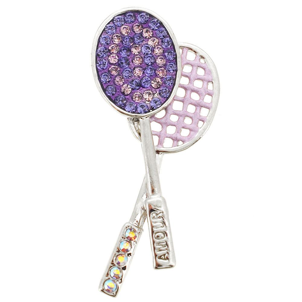 Tanzanite Purple Tennis Racquet Swarovski Crystal Brooch Pin