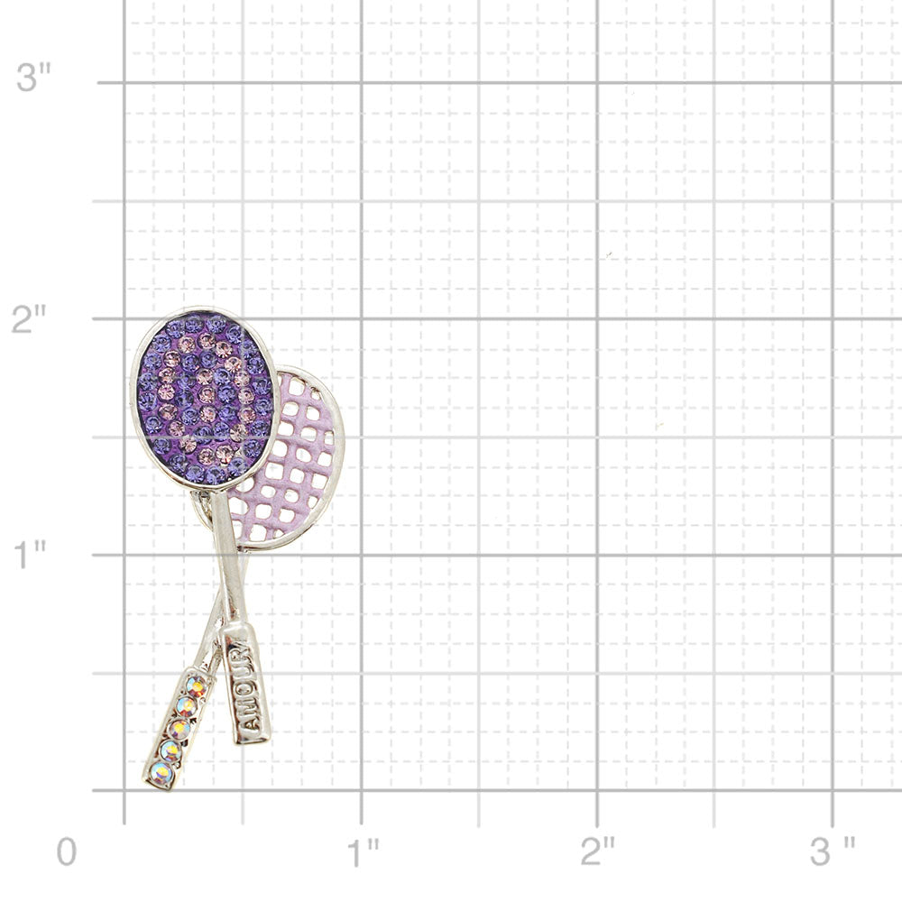 Tanzanite Purple Tennis Racquet Swarovski Crystal Brooch Pin