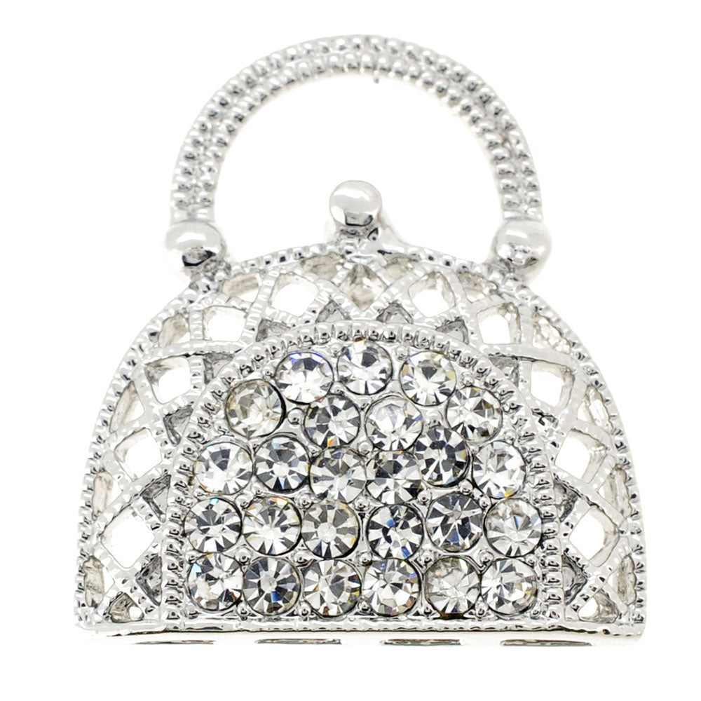 Crystal Lady Handbag Pin Brooch
