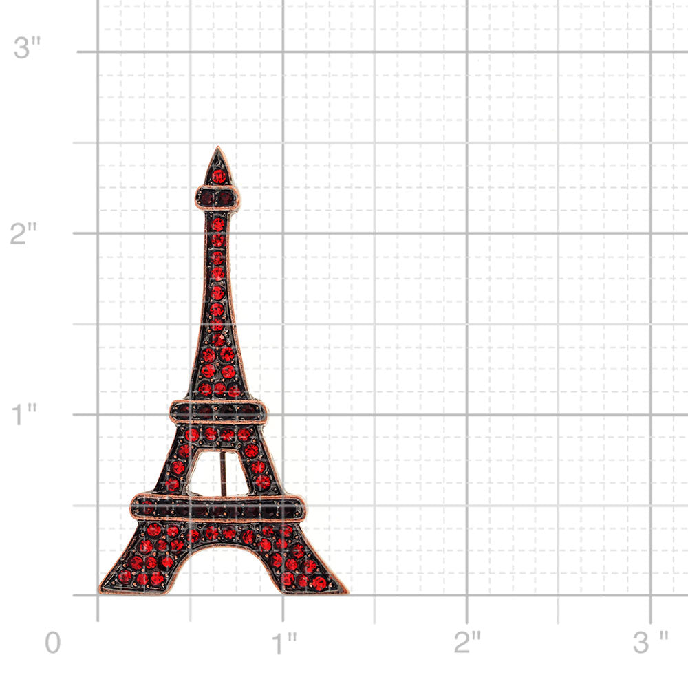 Red Paris Eiffel Tower Crystal Pin Pendant