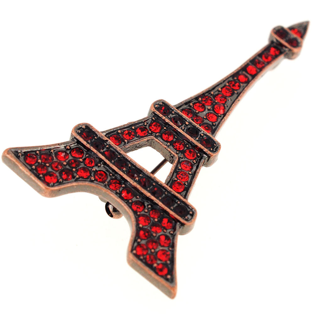 Red Paris Eiffel Tower Crystal Pin Pendant