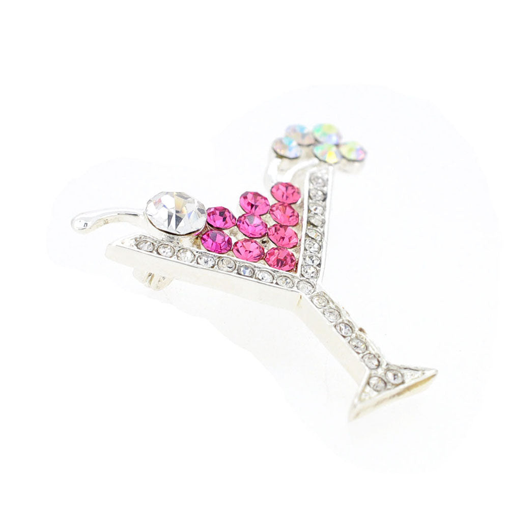 Pink Martini Glass Crystal Pin Brooch