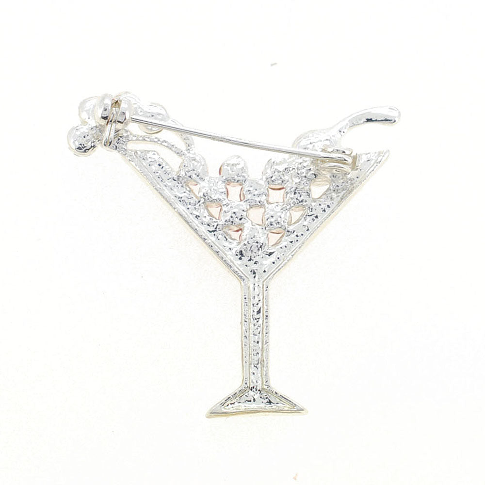 Pink Martini Glass Crystal Pin Brooch