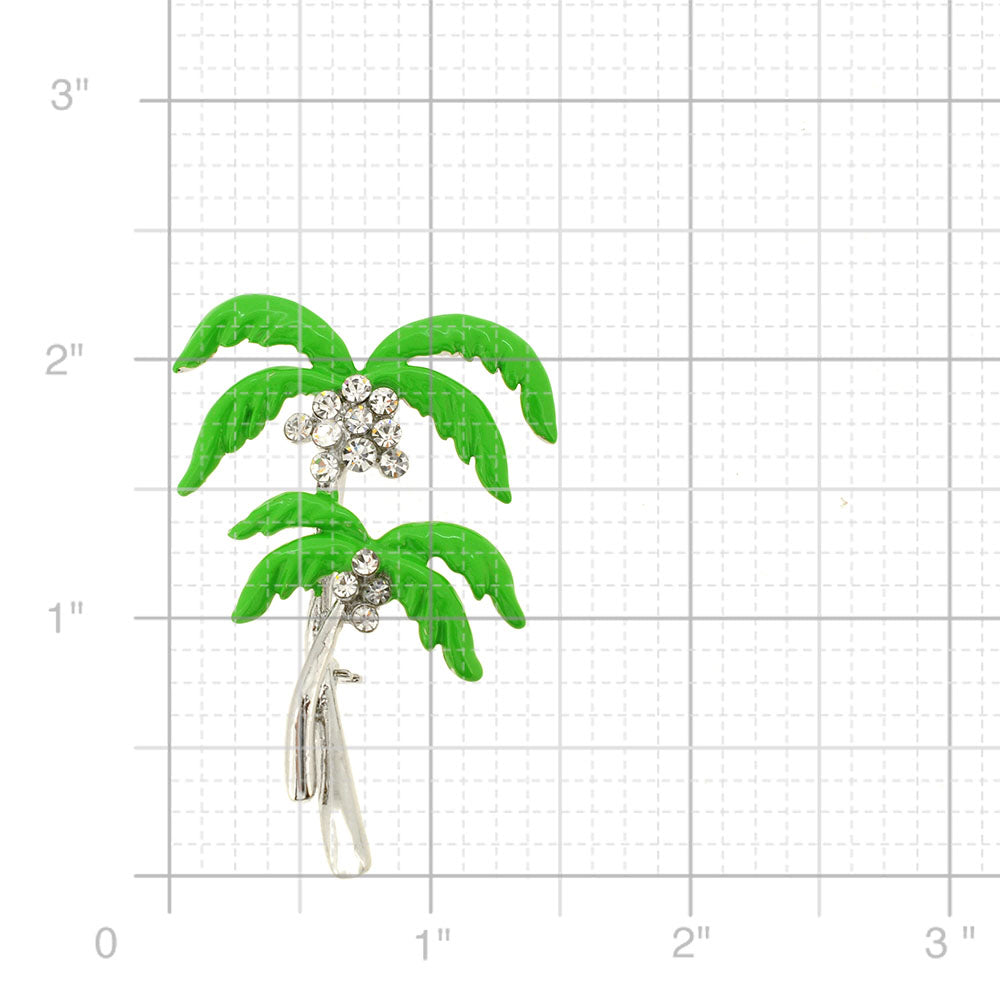 Green Coconut Palm Tree Pin Brooch