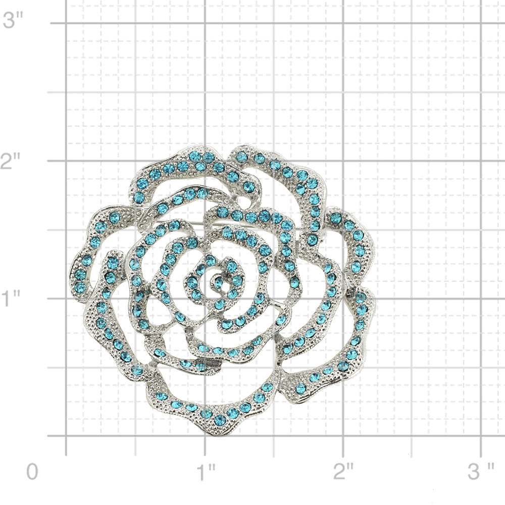 Light Blue Flower Turquoise Crystal Pin Brooch