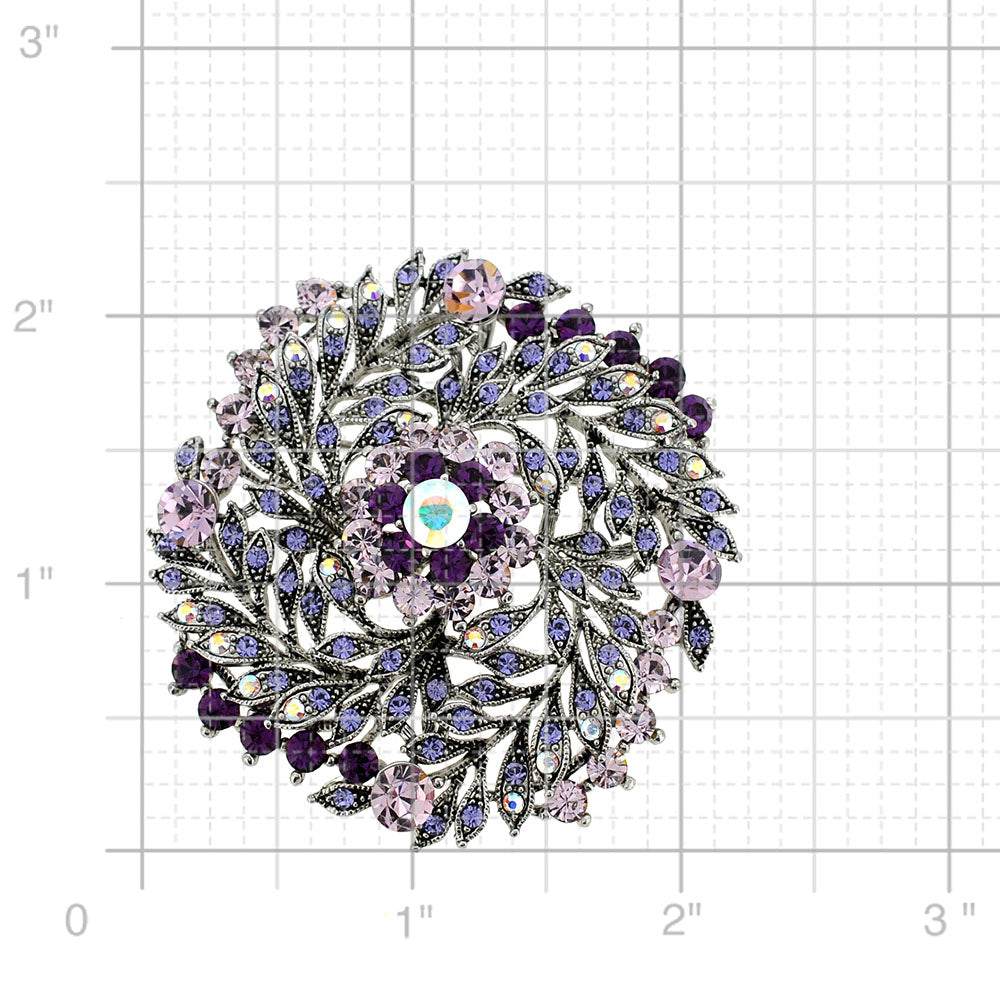 Amethyst Purple Flower Wedding Swarovski Crystal Brooch and Pendant