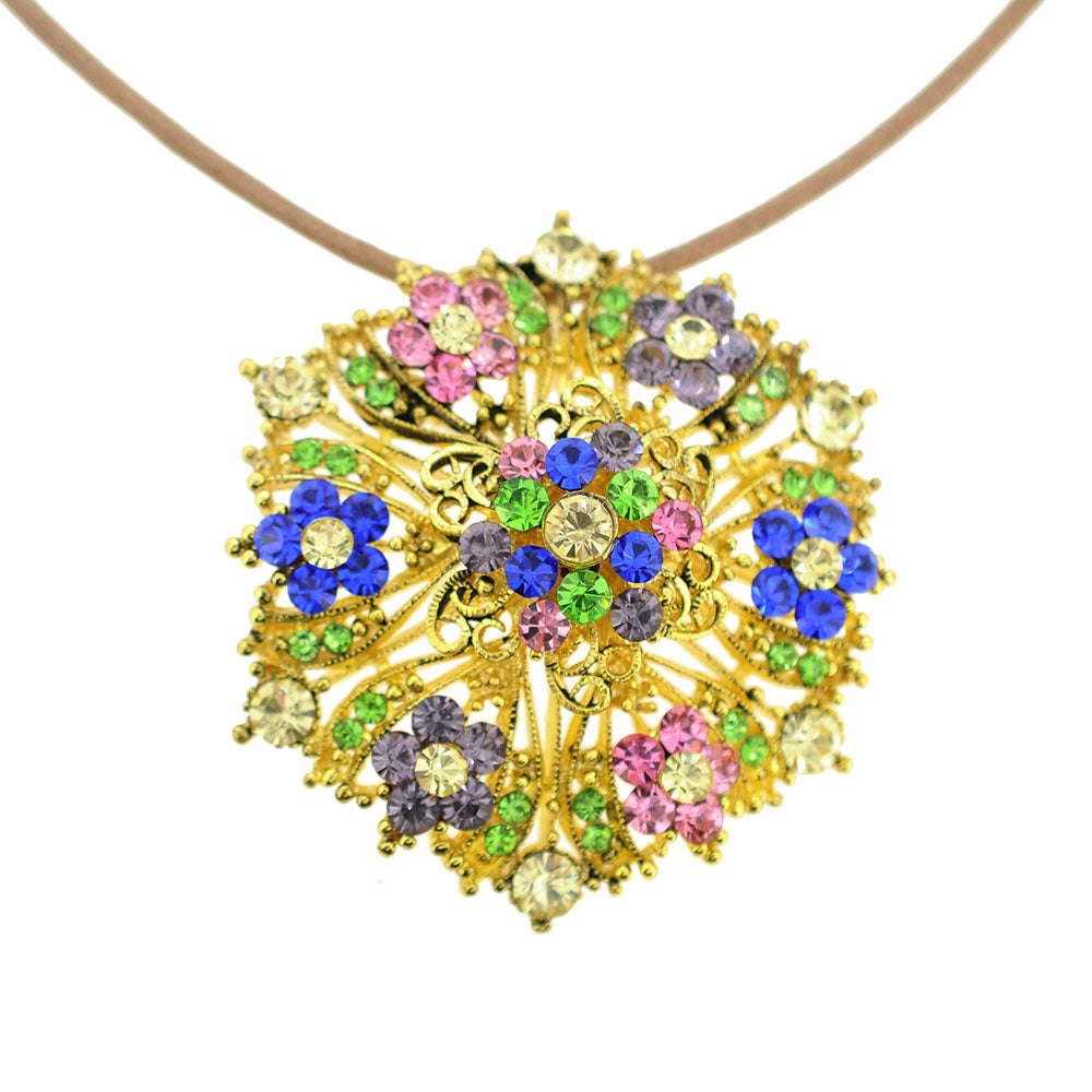 Colorized Crystal Flower Wedding Brooch/Pendant