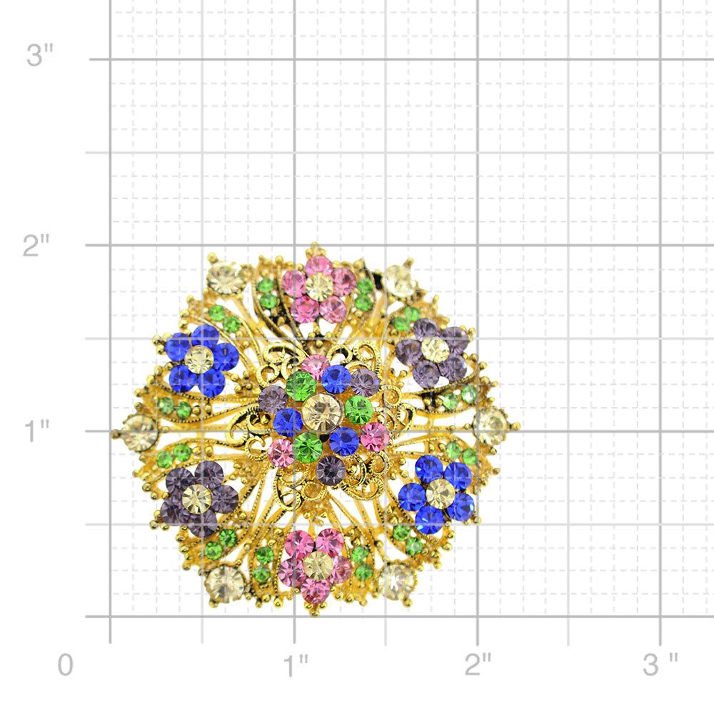 Colorized Crystal Flower Wedding Brooch/Pendant