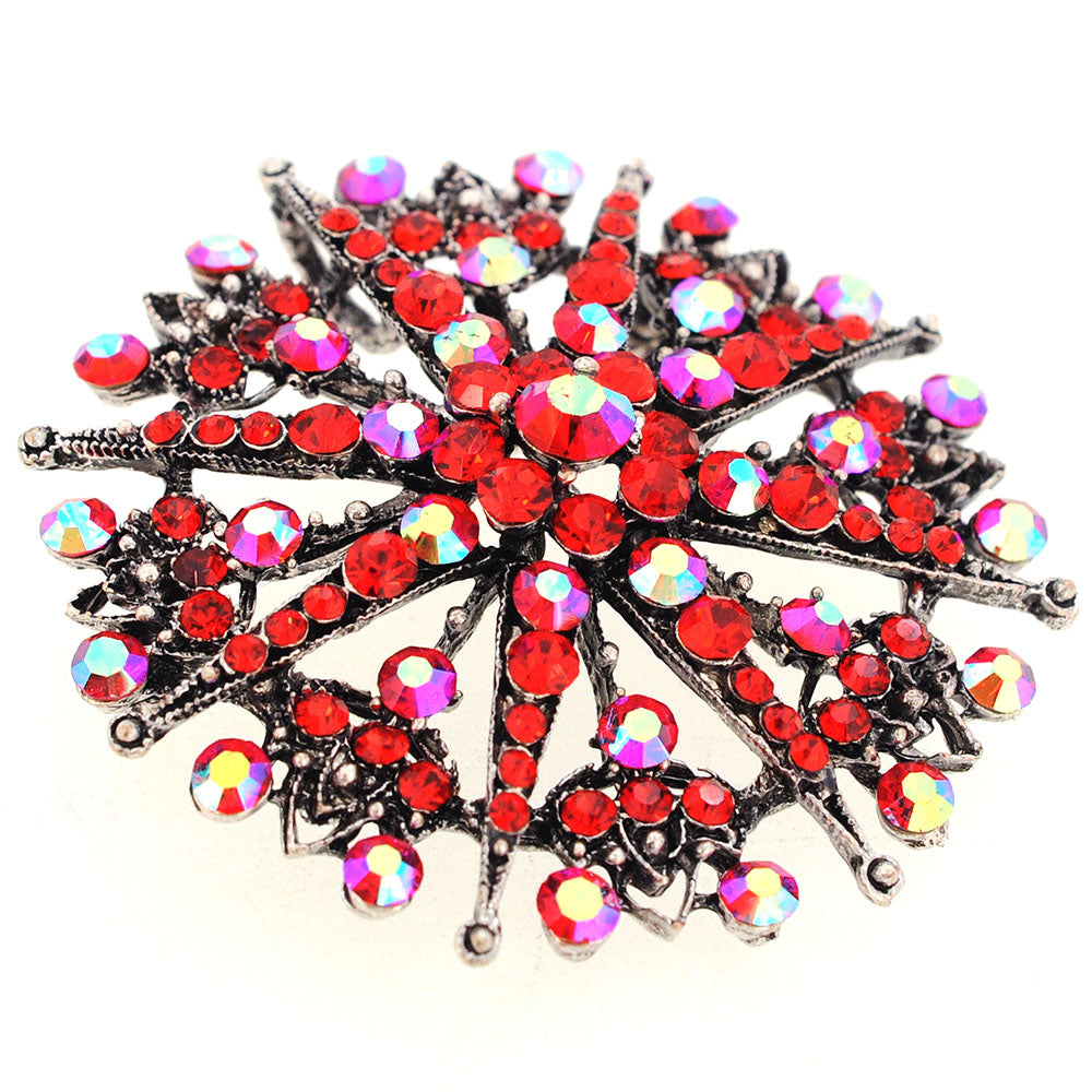 Red Flower Wedding Crystal Pin Brooch/Pendant