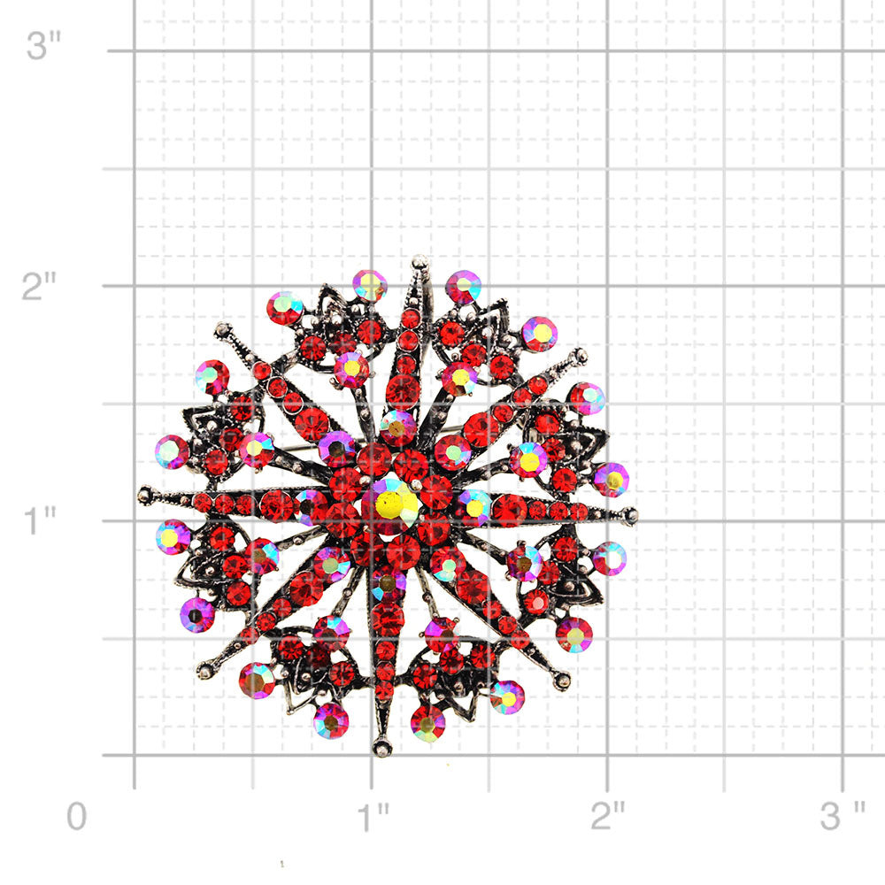 Red Flower Wedding Crystal Pin Brooch/Pendant