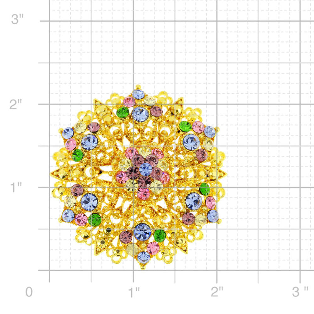 Multicolor Flower Wedding Crystal Brooch and Pendant