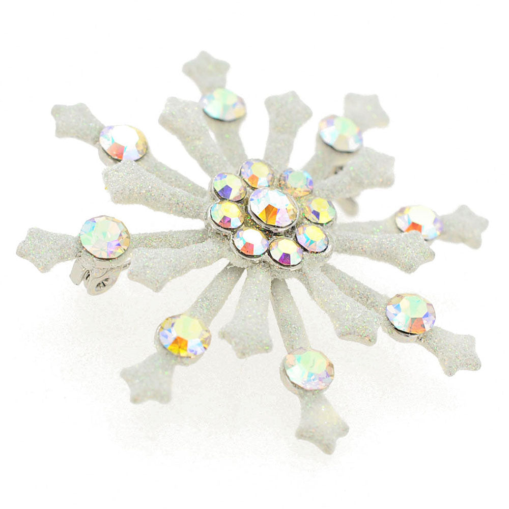 White Snowflake Christmas Pin Brooch