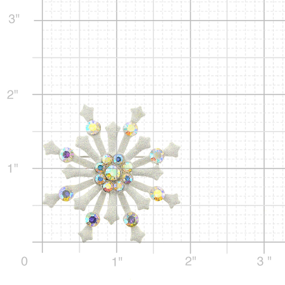 White Snowflake Christmas Pin Brooch