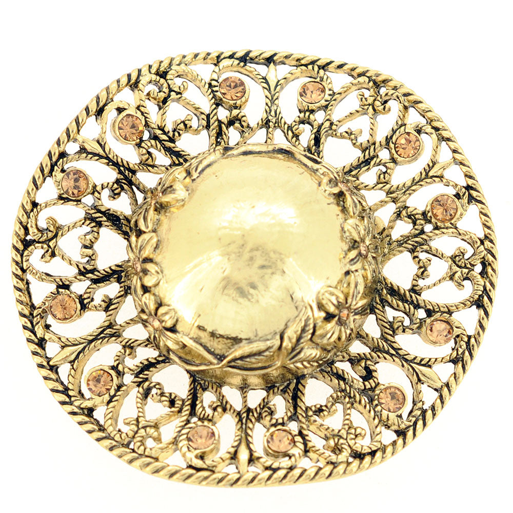 Vintage Style Golden Ladies Bonnet Easter Crystal Pin Brooch