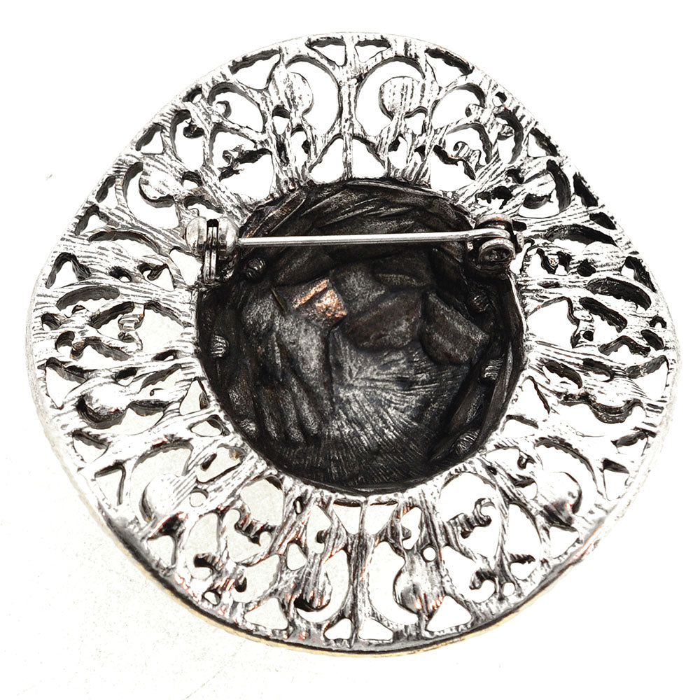 Vintage Style Ladies Silver Ladies Easter Bonnet Hat Brooch Pin