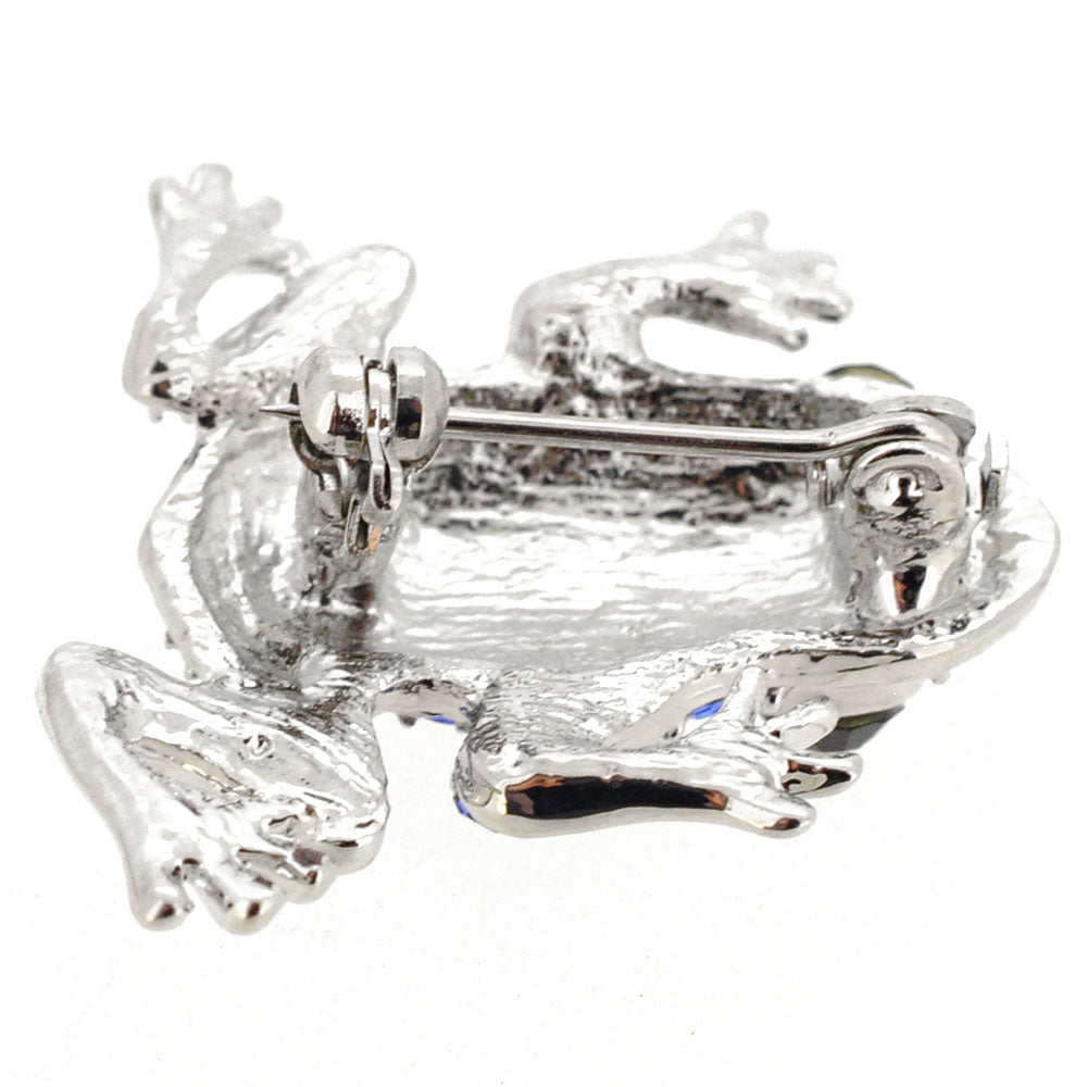 Sapphire Blue Frog Pin Brooch