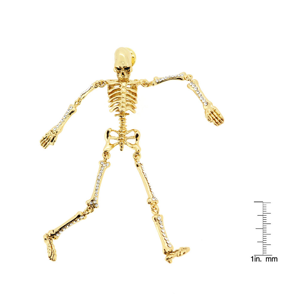 Golden Skeleton Pin Brooch
