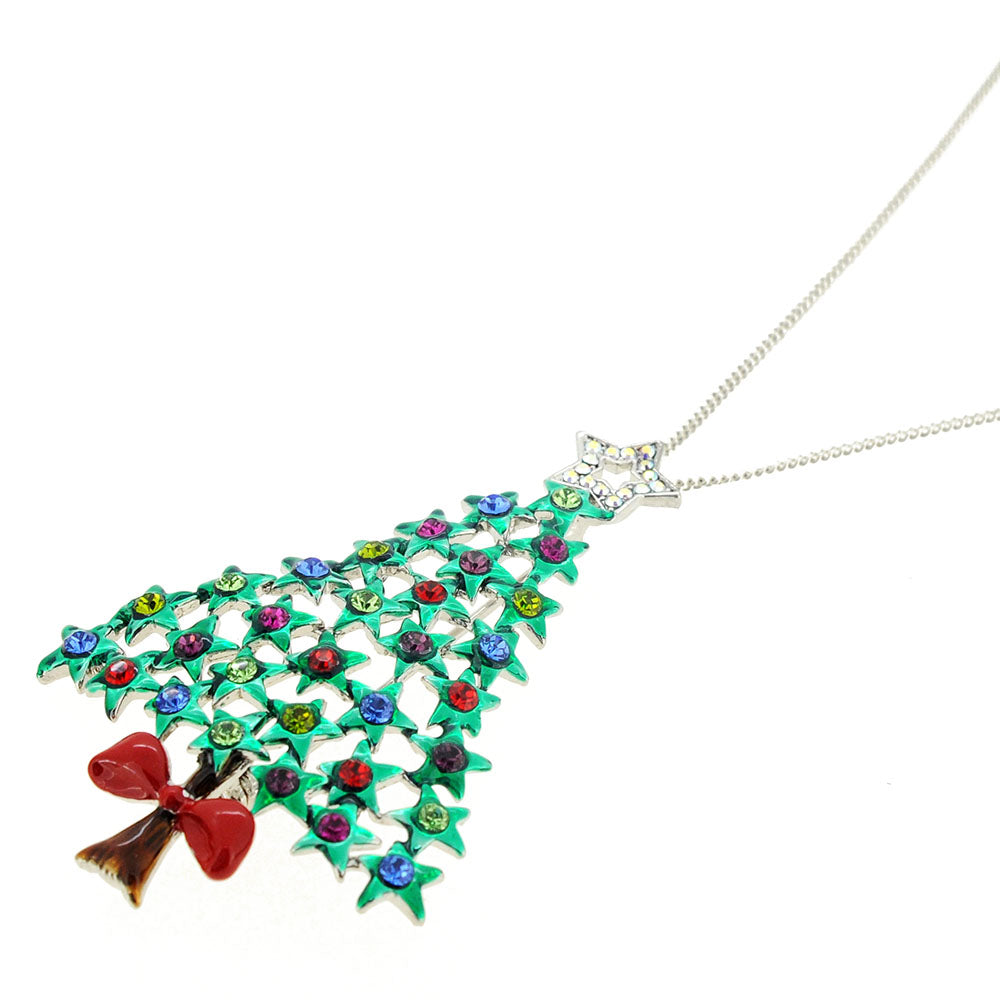Multicolor Christmas Tree Star Crystal Brooch and Pendant