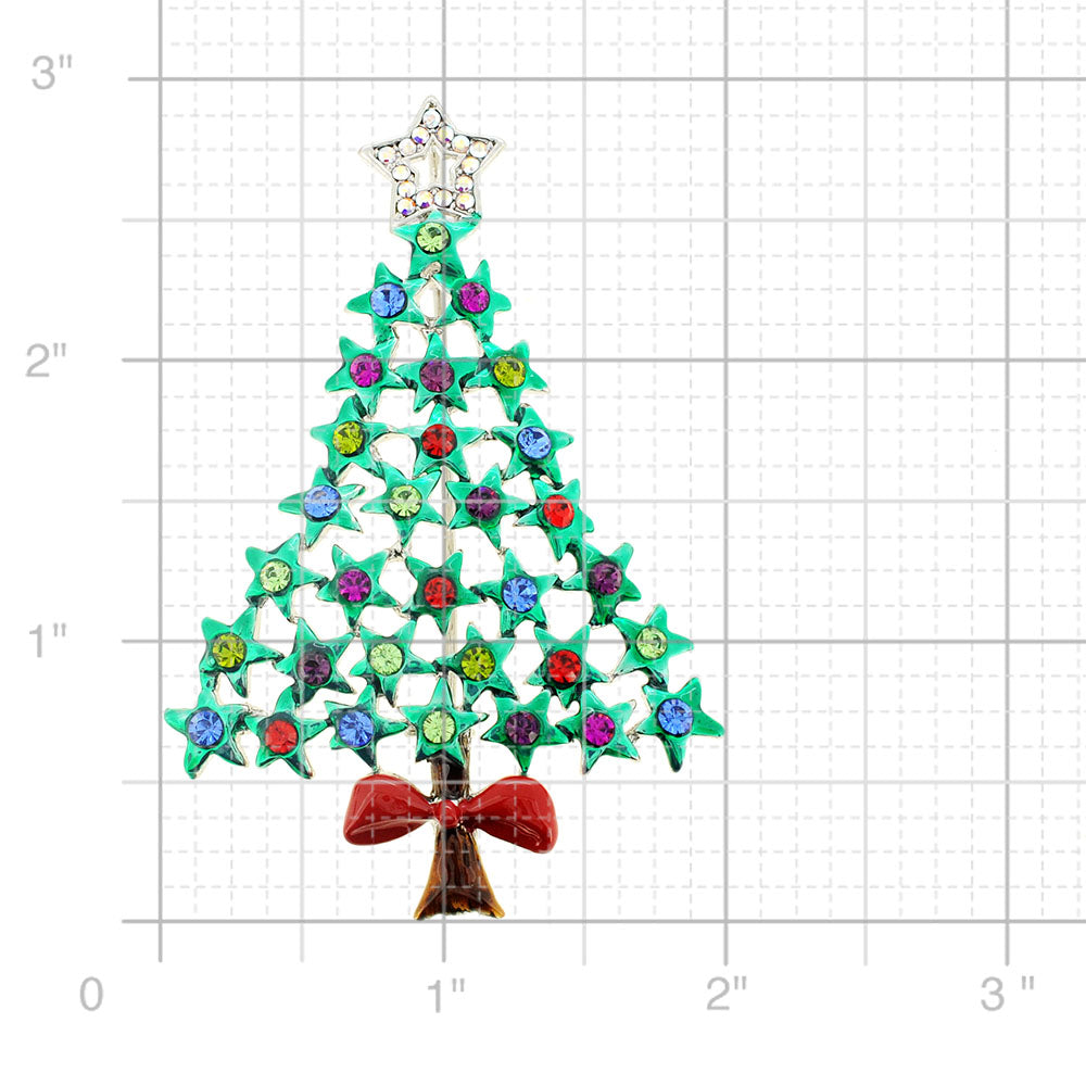 Multicolor Christmas Tree Star Crystal Brooch and Pendant