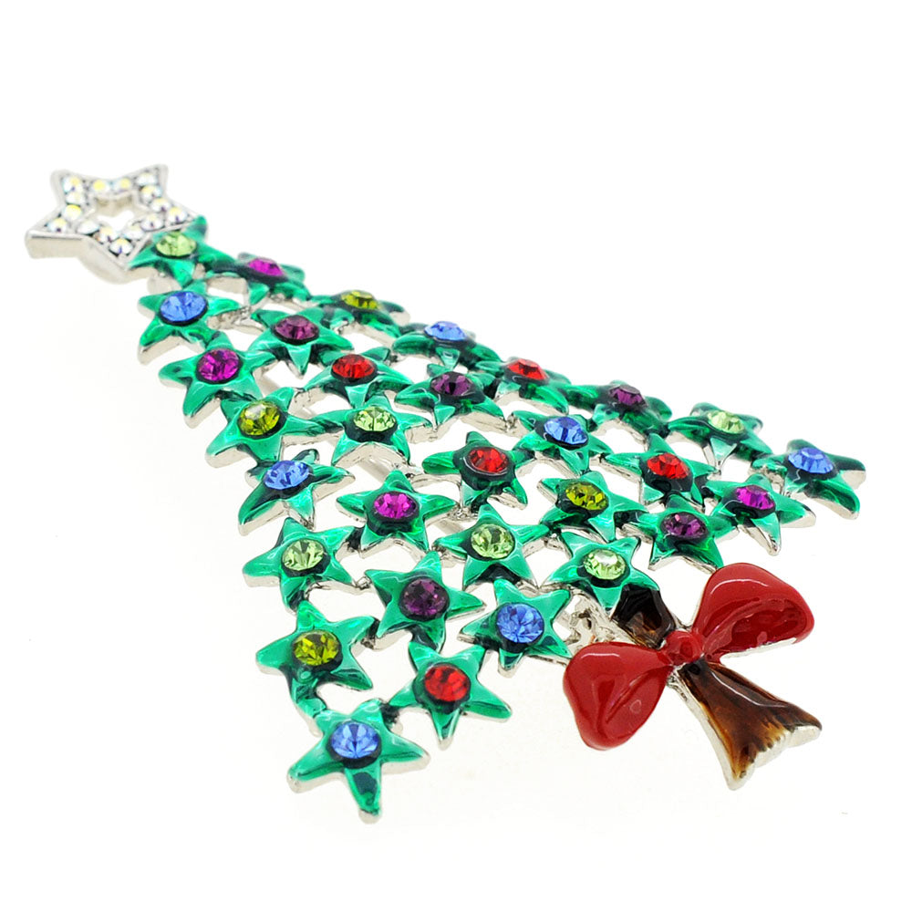 Multicolor Christmas Tree Star Crystal Brooch and Pendant