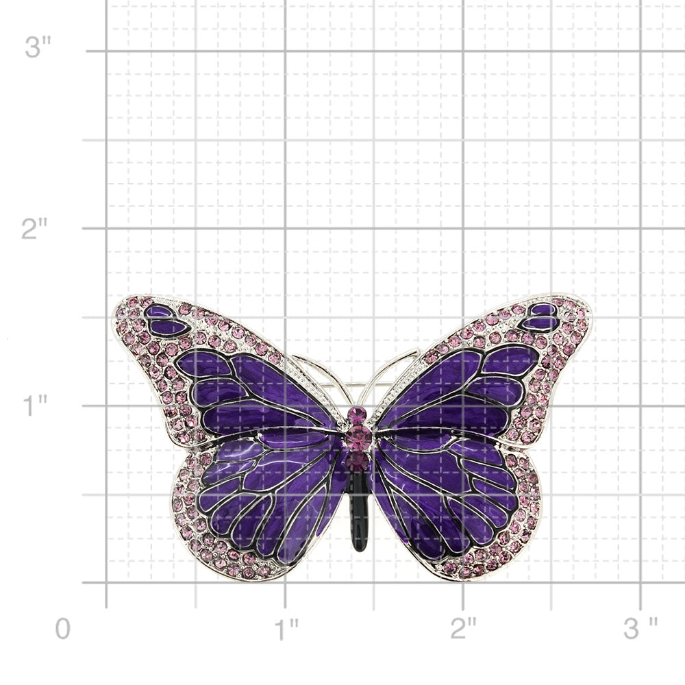 Amethyst Purple Butterfly Crystal Pin Brooch