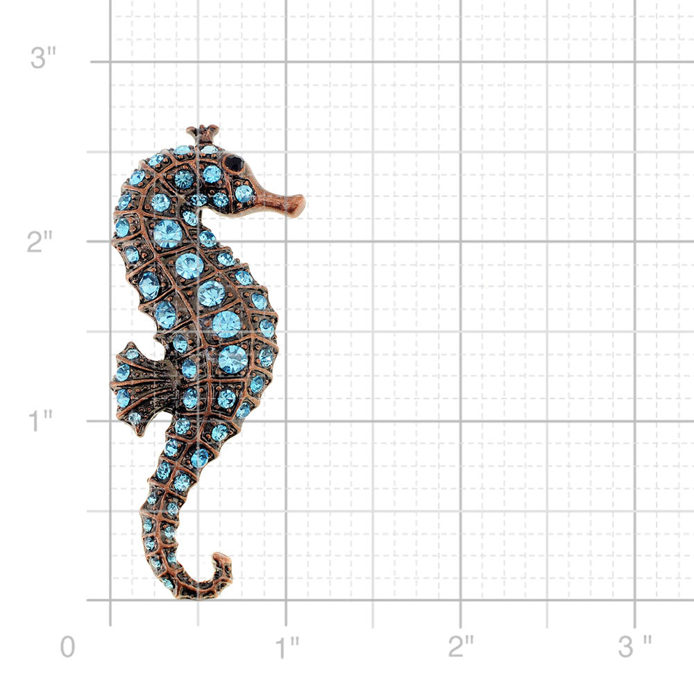 Vintage Style Turquoise Blue Seahorse Crystal Pin Brooch