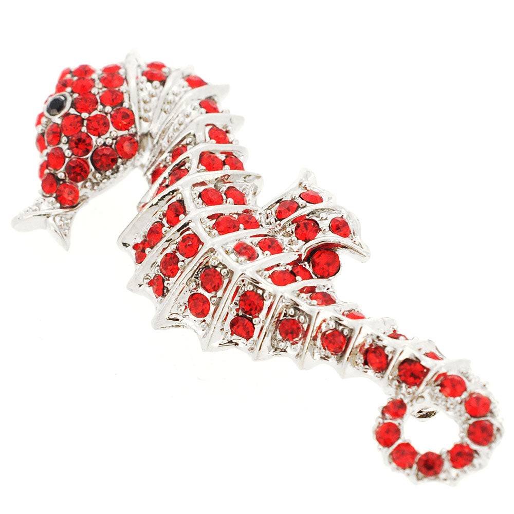 Red Seahorse Crystal Pin Brooch