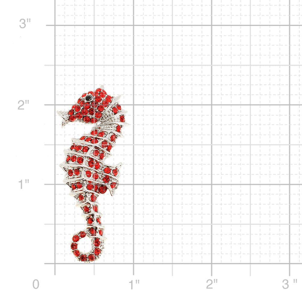 Red Seahorse Crystal Pin Brooch