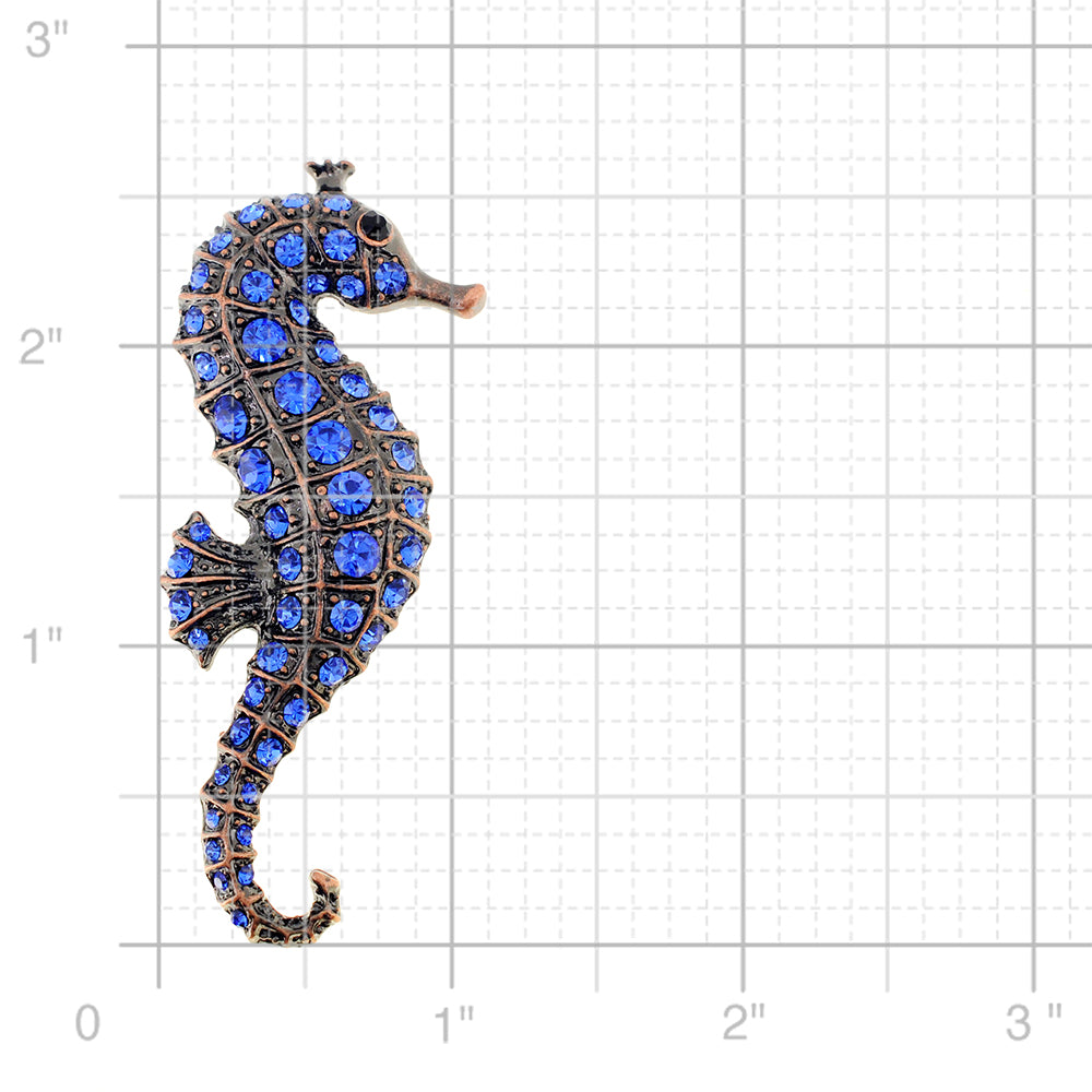 Vintage Style Blue Seahorse Sapphire Crystal Pin Brooch