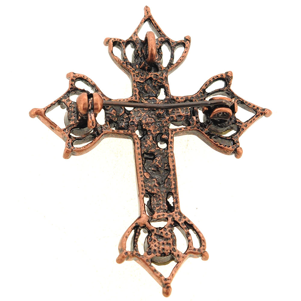 Vintage Style Amethyst Crystal Cross Brooch and Pendant