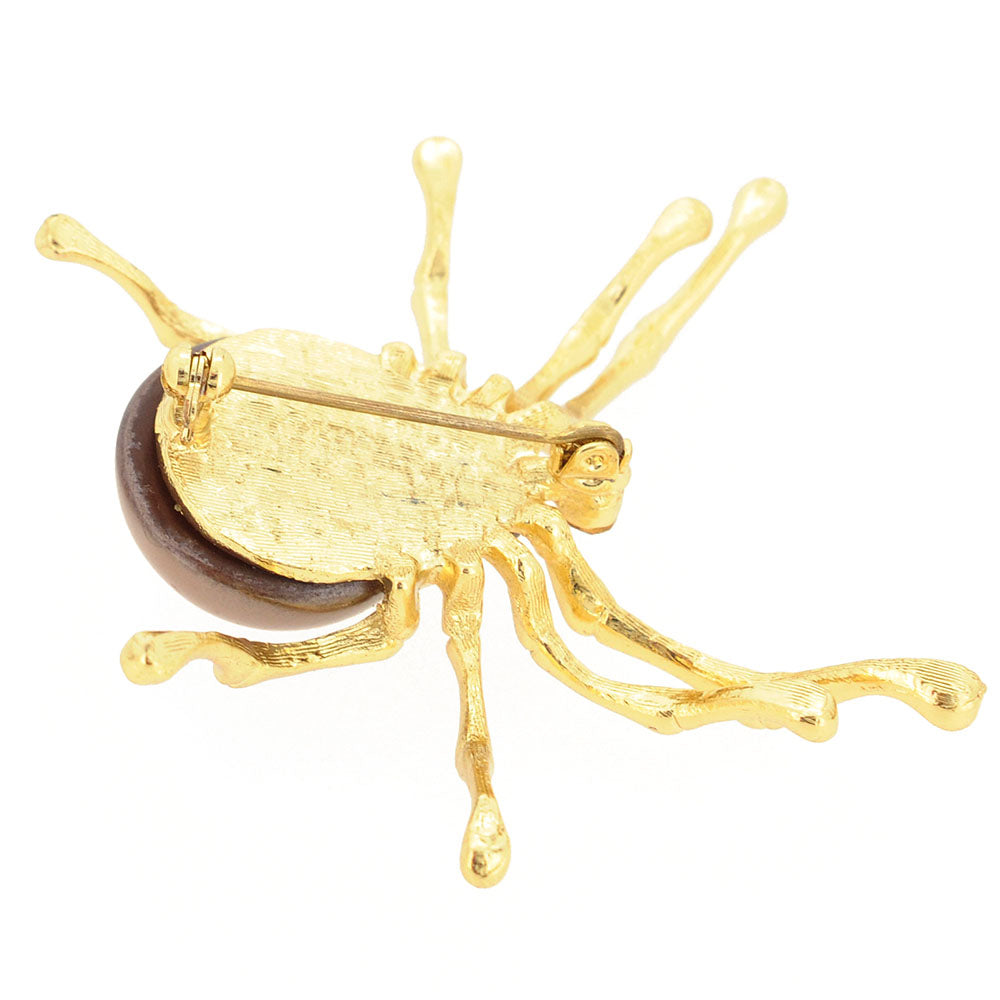 Brown Pearl Belly Spider Pin