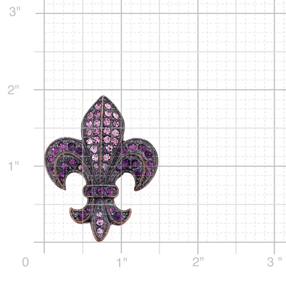 Purple Amethyst Fleur-De-Lis Crystal Brooch and Pendant