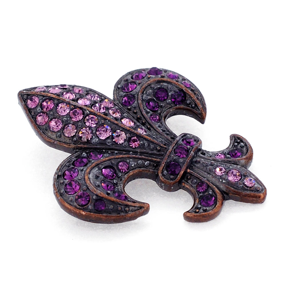 Purple Amethyst Fleur-De-Lis Crystal Brooch and Pendant