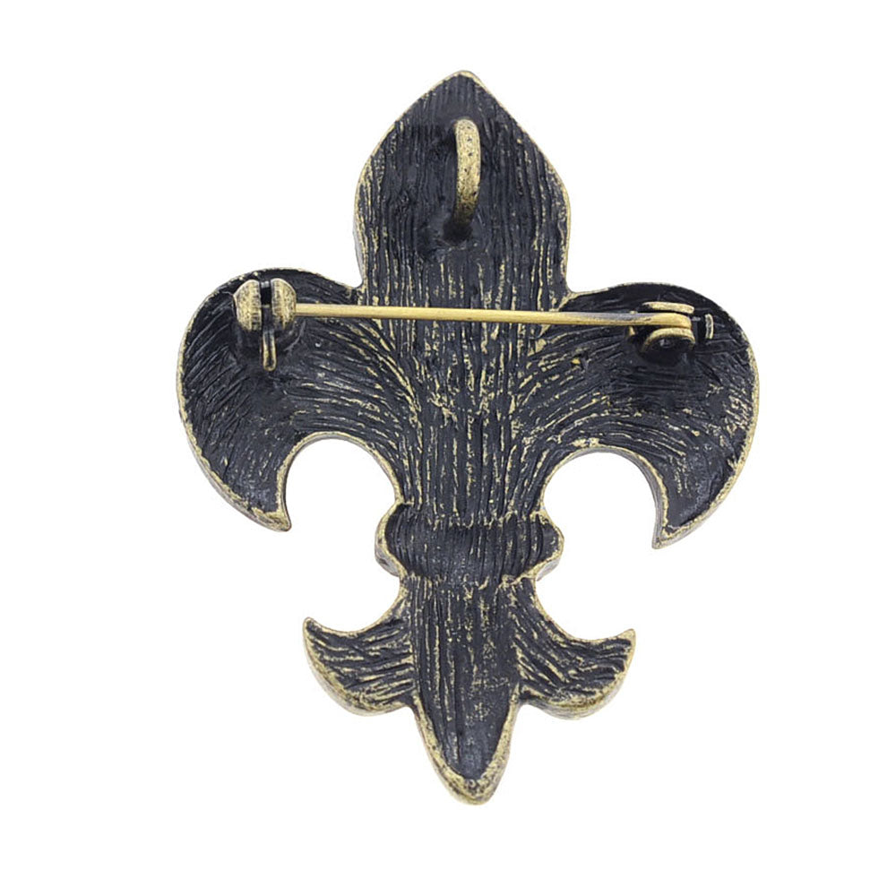 Brass Fleur-De-Lis Symbol Brooch Pendant