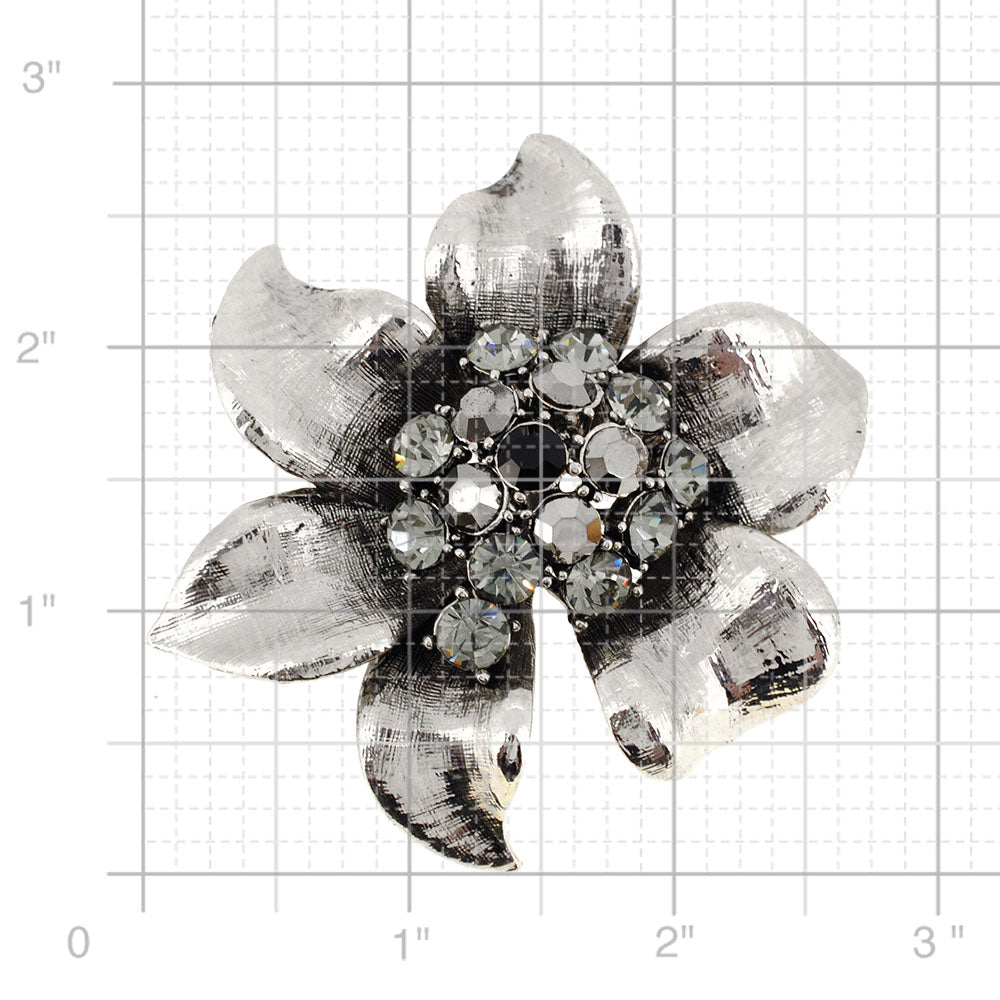 Platinum Silver Flower Pin Brooch