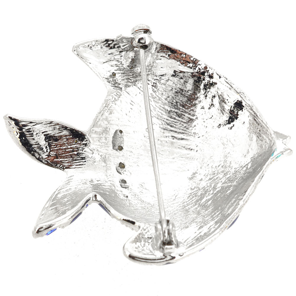 Sapphire Blue Fish Crystal Pin Brooch