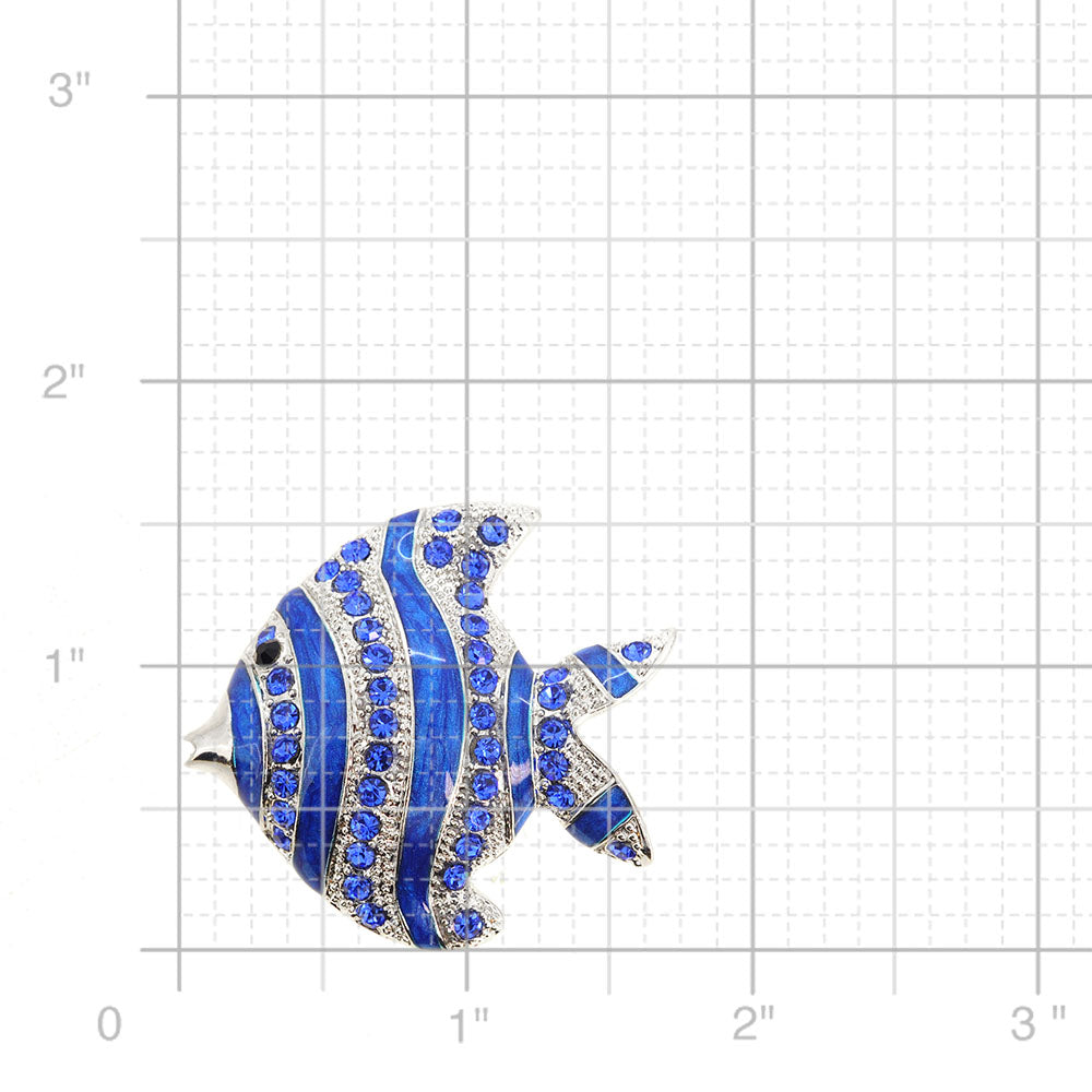 Sapphire Blue Fish Crystal Pin Brooch
