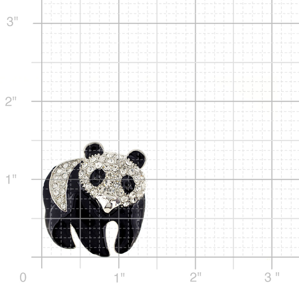 Black White Panda Crystal Pin Brooch
