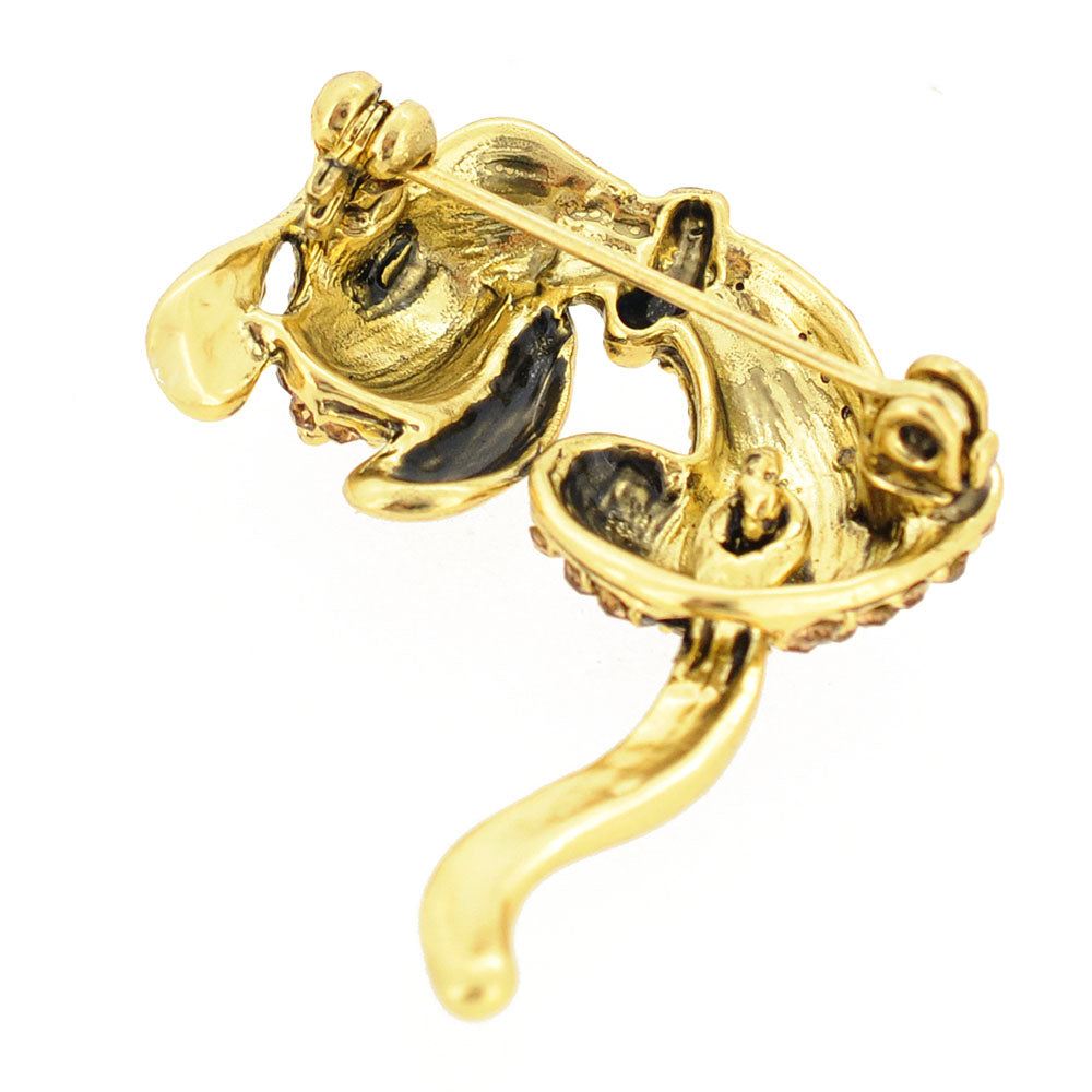 Topaz Crystal Dog Pin Brooch