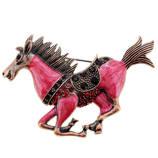 Vintage Style Red Mustang Pin Brooch