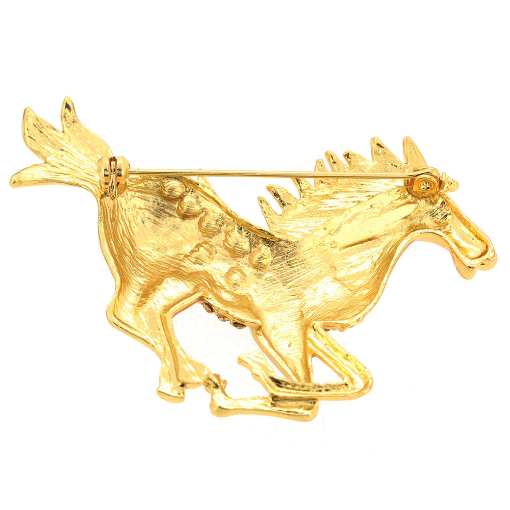 Orange Enamel Mustang Pin Brooch